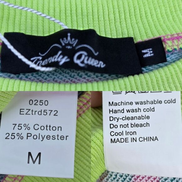 ☔️🔹️NWT Neon & Striped Drop Shoulder Oversized Sweatshirt Medium - Picture 12 of 14